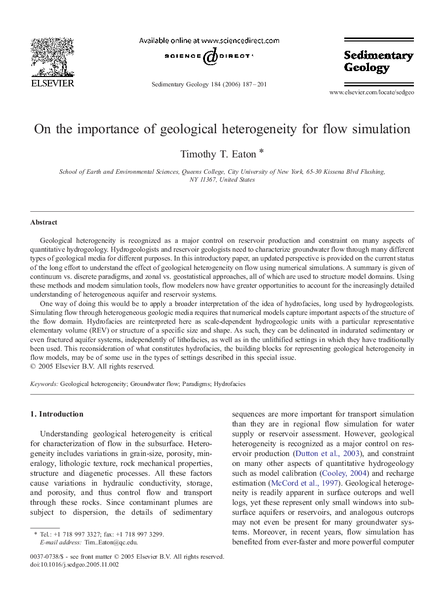 On the importance of geological heterogeneity for flow simulation