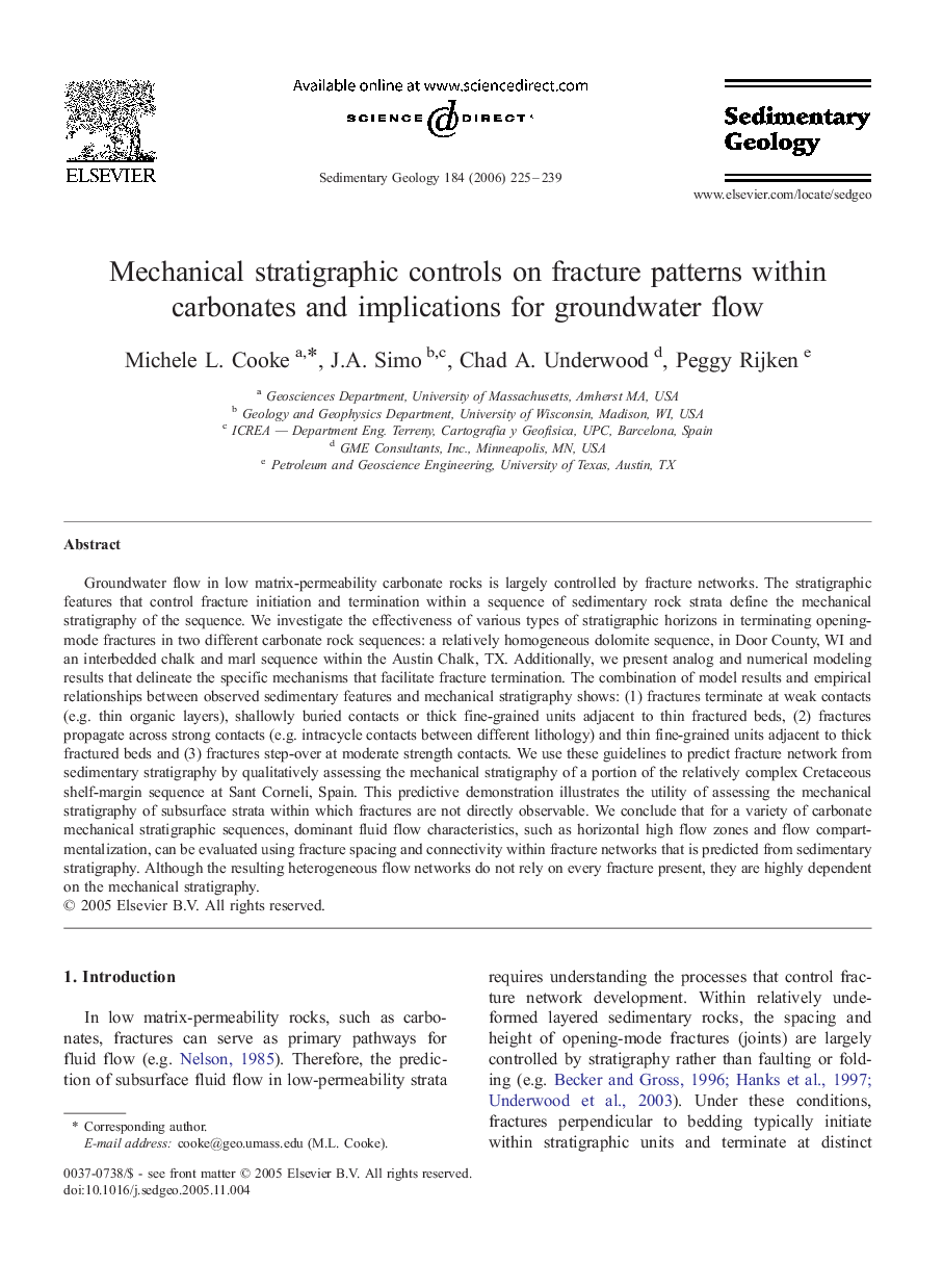 Mechanical stratigraphic controls on fracture patterns within carbonates and implications for groundwater flow