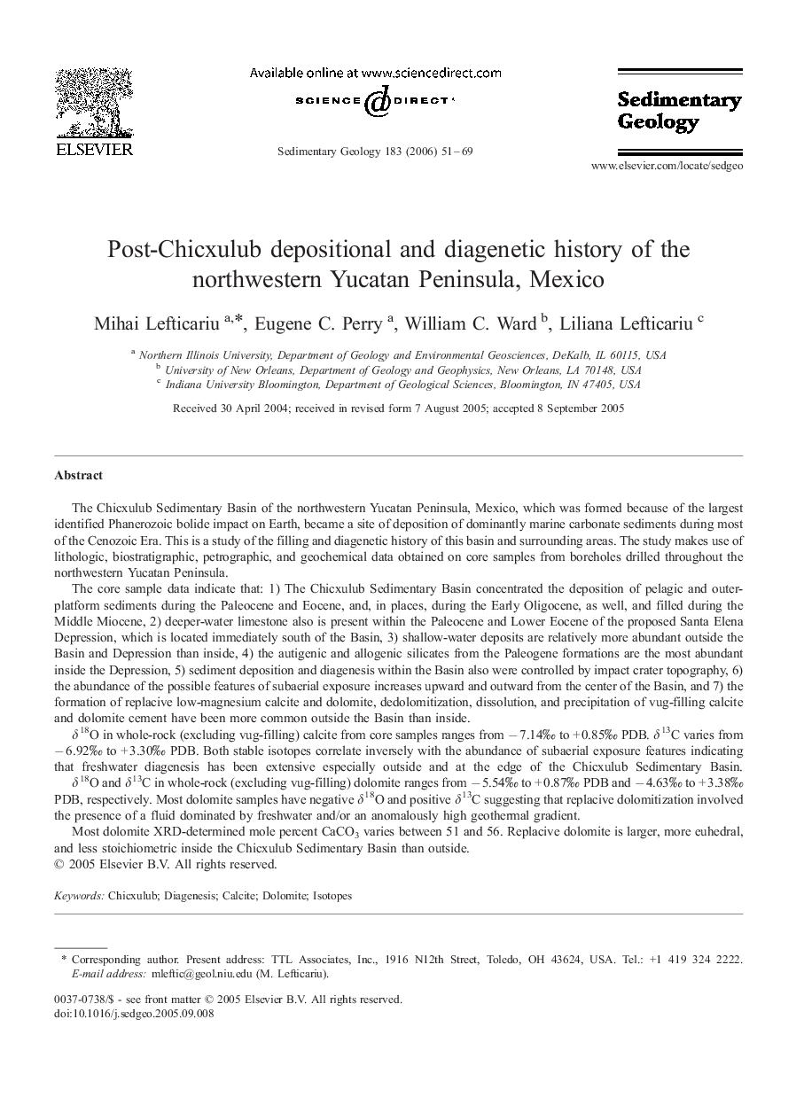 Post-Chicxulub depositional and diagenetic history of the northwestern Yucatan Peninsula, Mexico