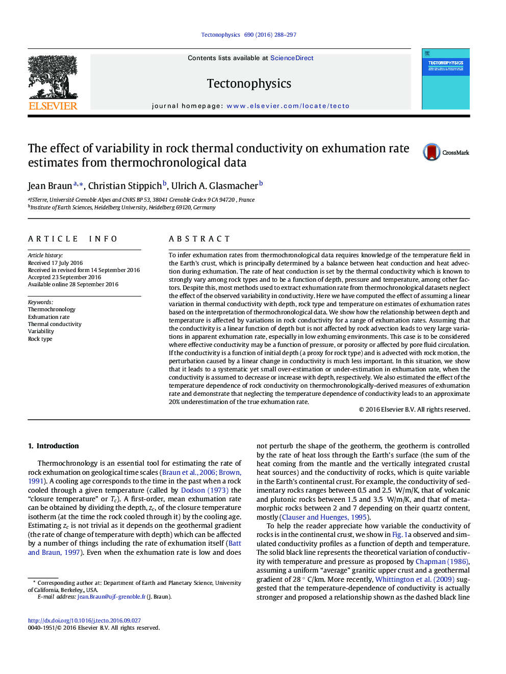 The effect of variability in rock thermal conductivity on exhumation rate estimates from thermochronological data