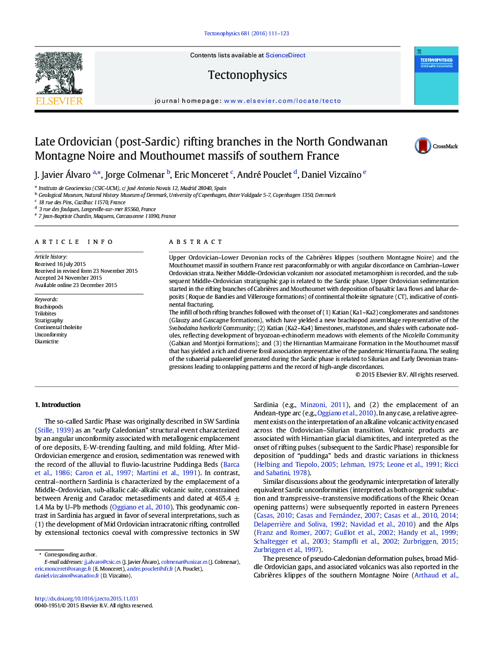 Late Ordovician (post-Sardic) rifting branches in the North Gondwanan Montagne Noire and Mouthoumet massifs of southern France