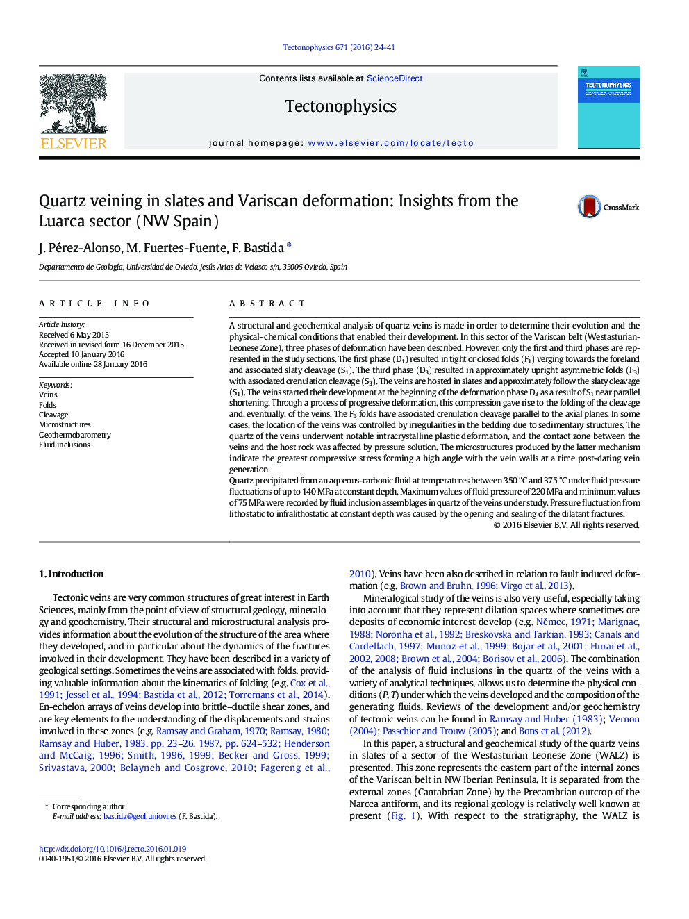 Quartz veining in slates and Variscan deformation: Insights from the Luarca sector (NW Spain)