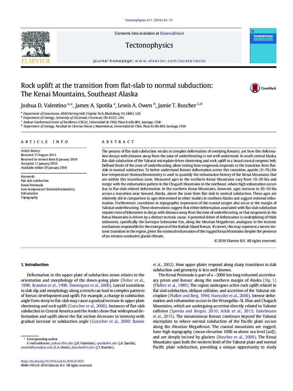 Rock uplift at the transition from flat-slab to normal subduction: The Kenai Mountains, Southeast Alaska