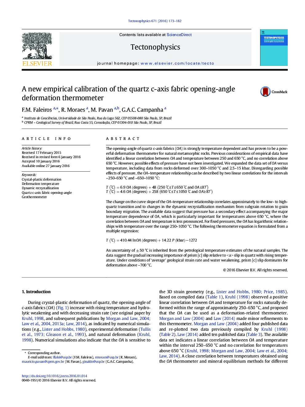 A new empirical calibration of the quartz c-axis fabric opening-angle deformation thermometer