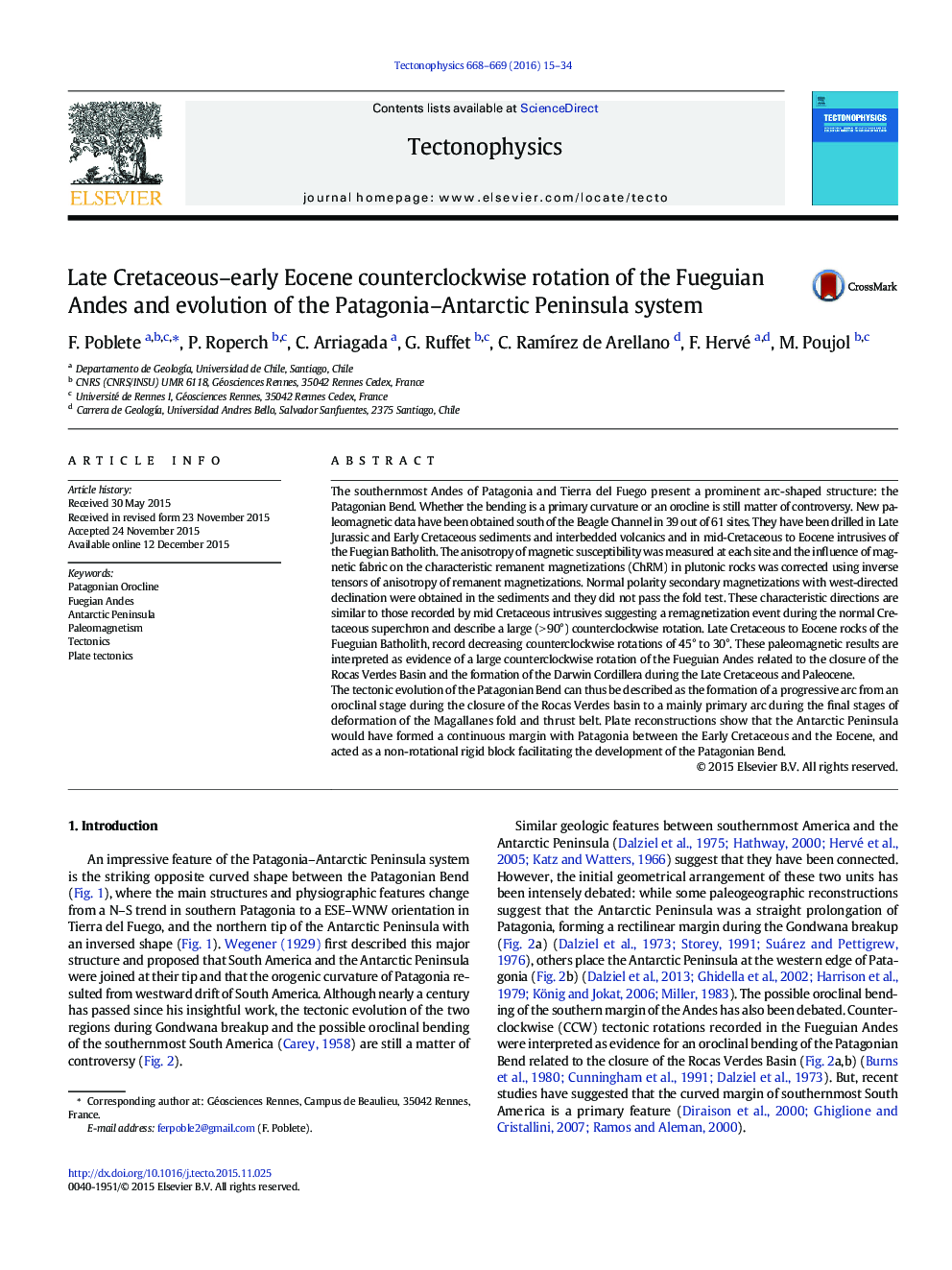 Late Cretaceous–early Eocene counterclockwise rotation of the Fueguian Andes and evolution of the Patagonia–Antarctic Peninsula system