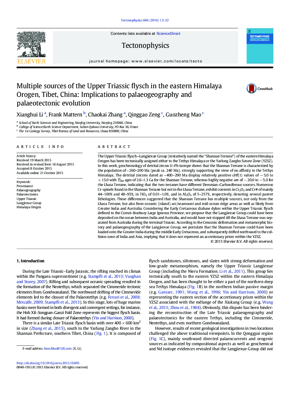 Multiple sources of the Upper Triassic flysch in the eastern Himalaya Orogen, Tibet, China: Implications to palaeogeography and palaeotectonic evolution