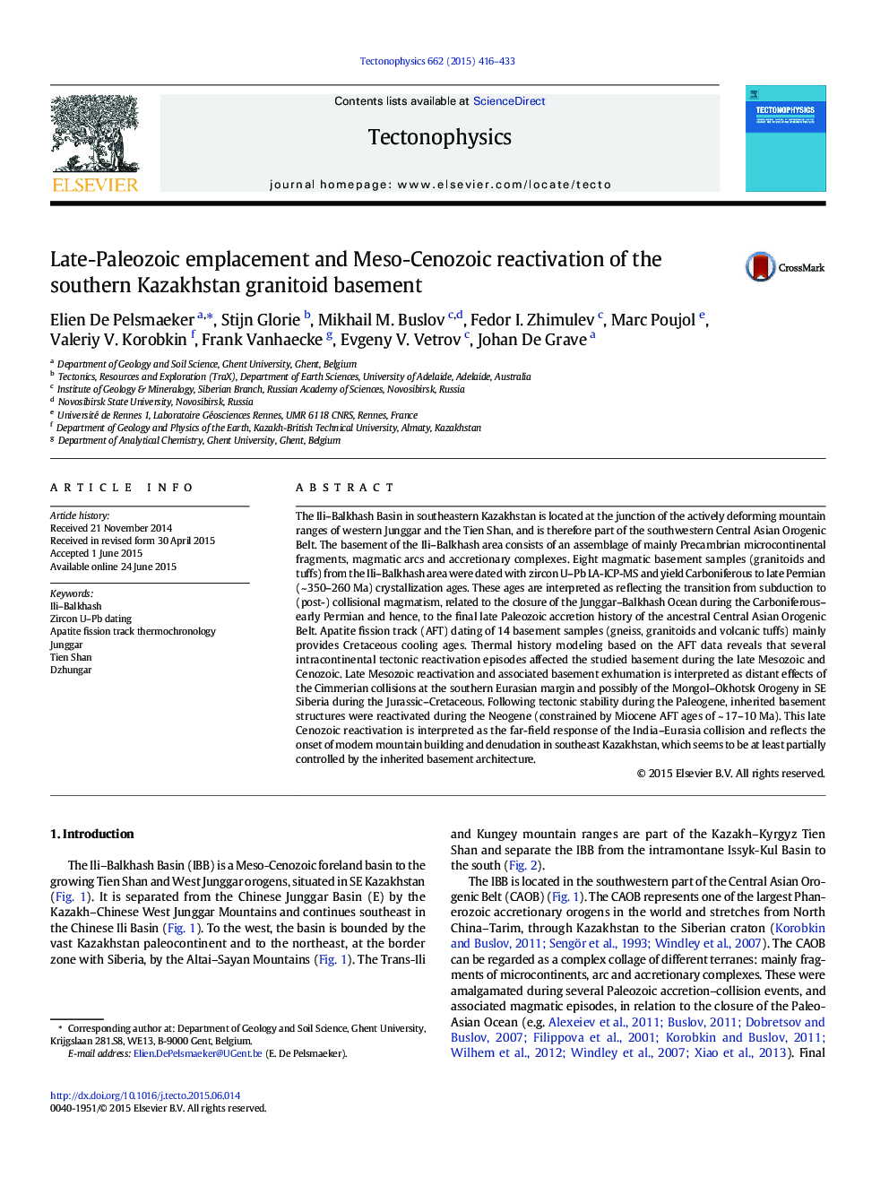 Late-Paleozoic emplacement and Meso-Cenozoic reactivation of the southern Kazakhstan granitoid basement