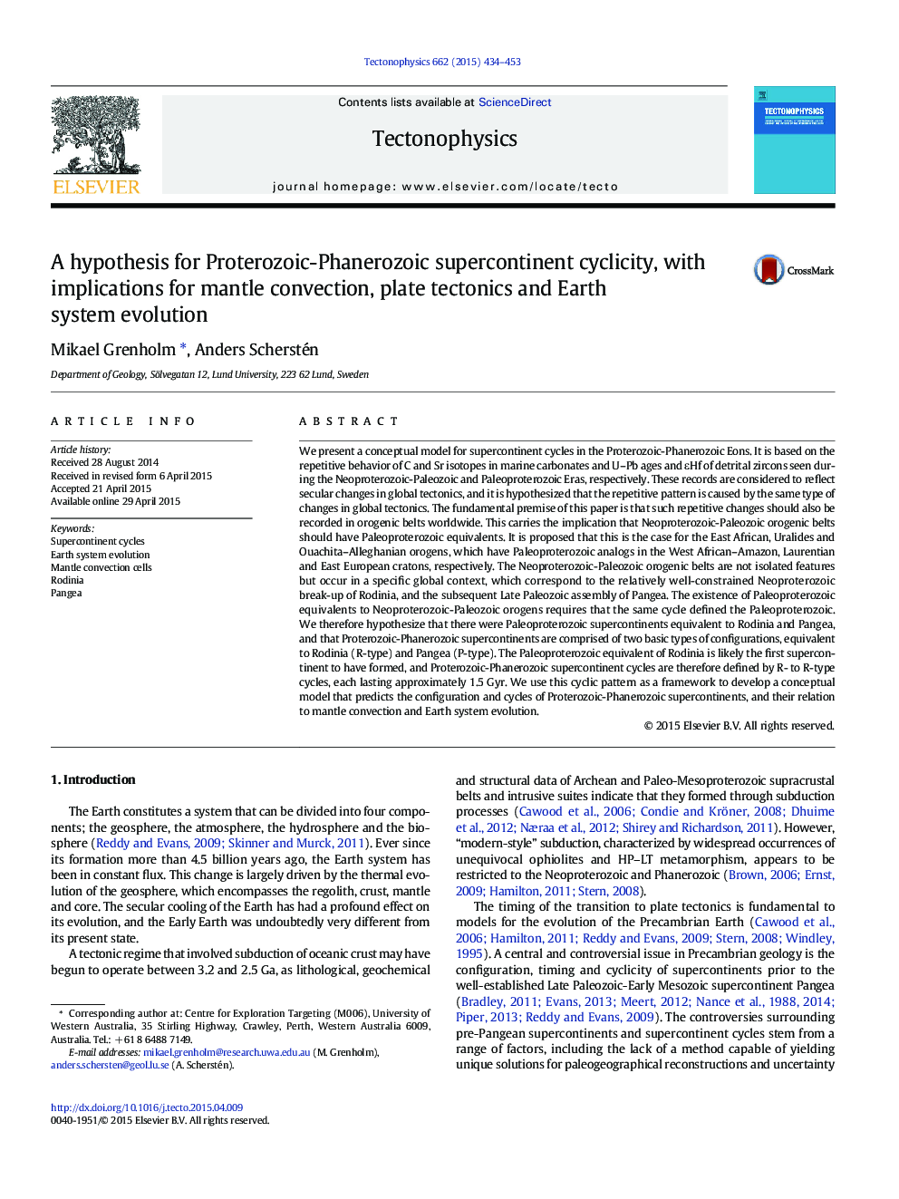 A hypothesis for Proterozoic-Phanerozoic supercontinent cyclicity, with implications for mantle convection, plate tectonics and Earth system evolution