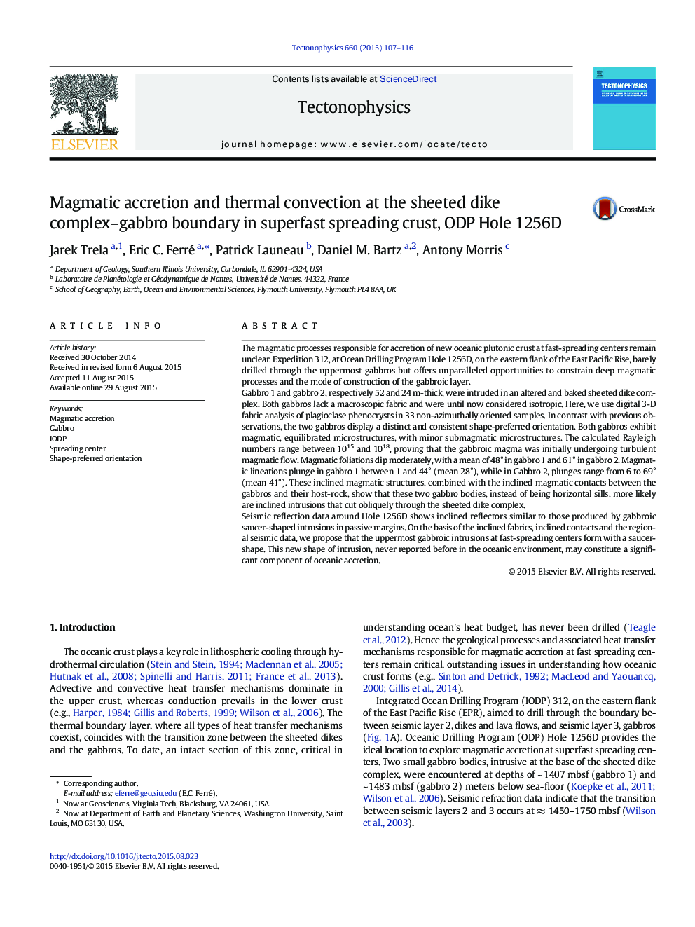 Magmatic accretion and thermal convection at the sheeted dike complex–gabbro boundary in superfast spreading crust, ODP Hole 1256D