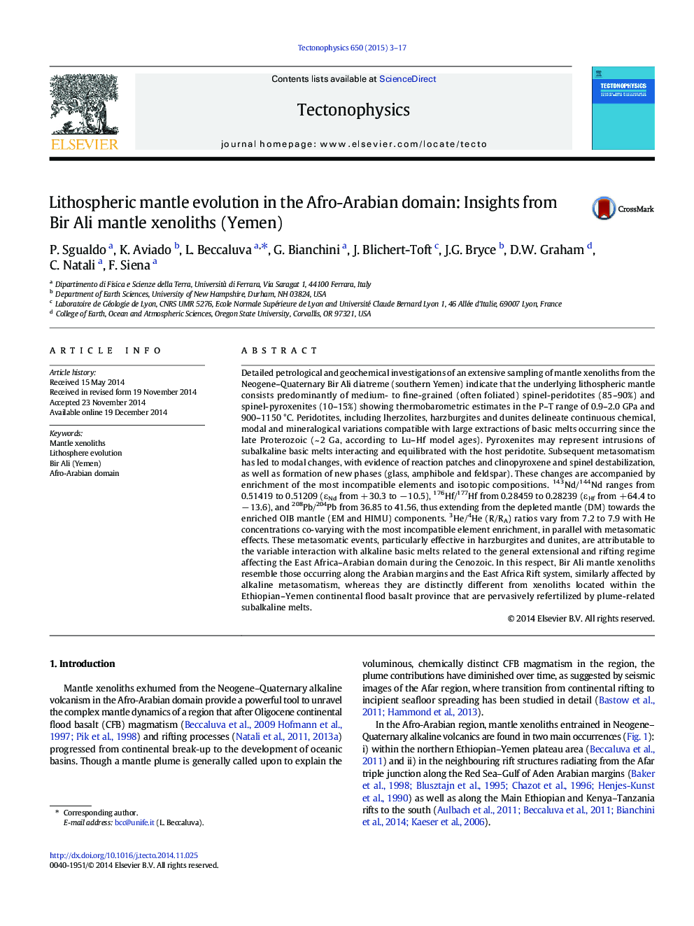 Lithospheric mantle evolution in the Afro-Arabian domain: Insights from Bir Ali mantle xenoliths (Yemen)