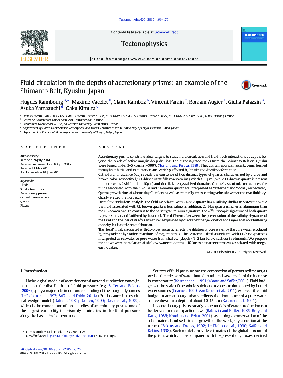 Fluid circulation in the depths of accretionary prisms: an example of the Shimanto Belt, Kyushu, Japan