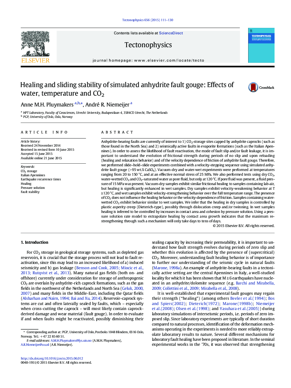 Healing and sliding stability of simulated anhydrite fault gouge: Effects of water, temperature and CO2