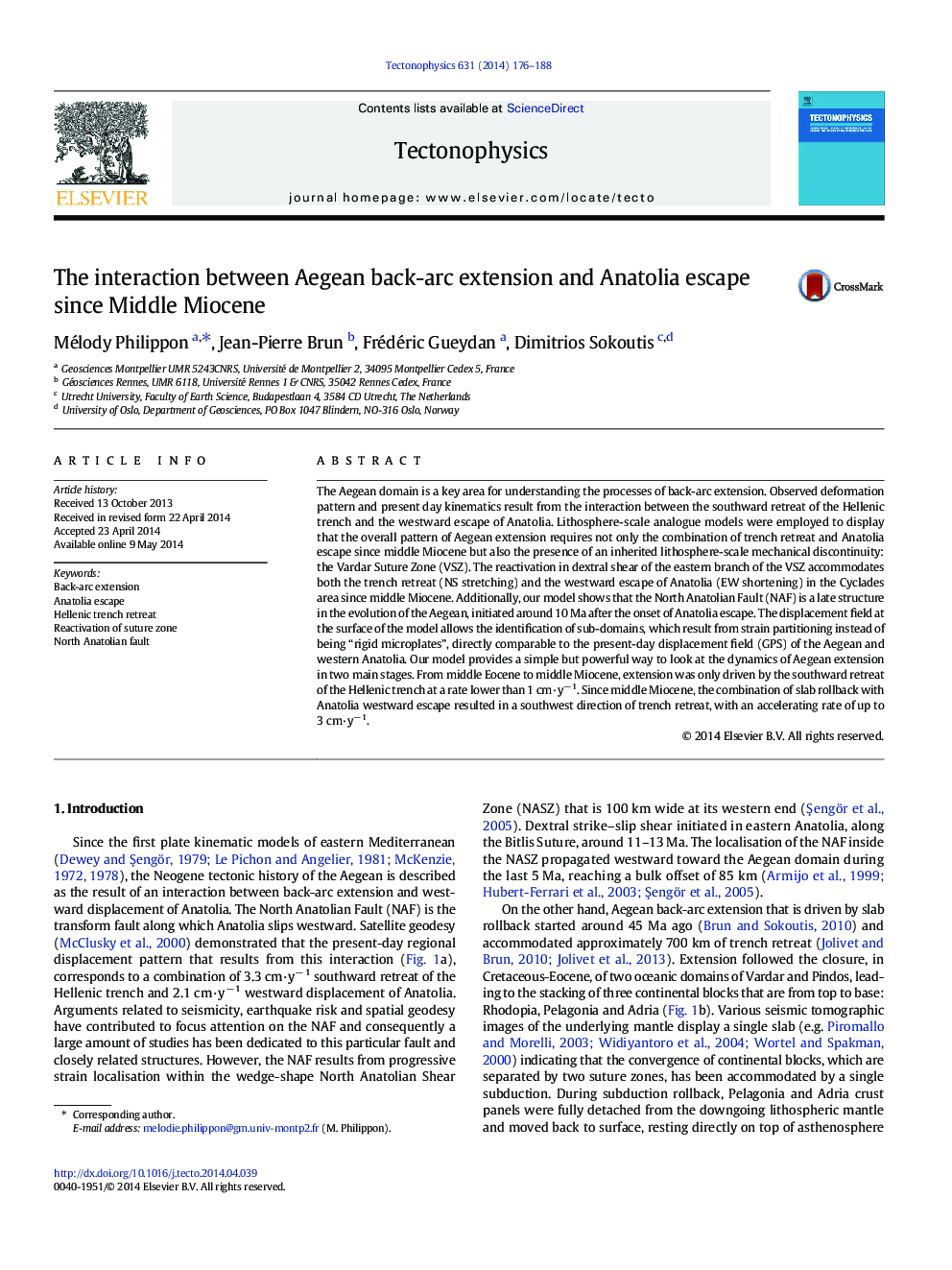 The interaction between Aegean back-arc extension and Anatolia escape since Middle Miocene