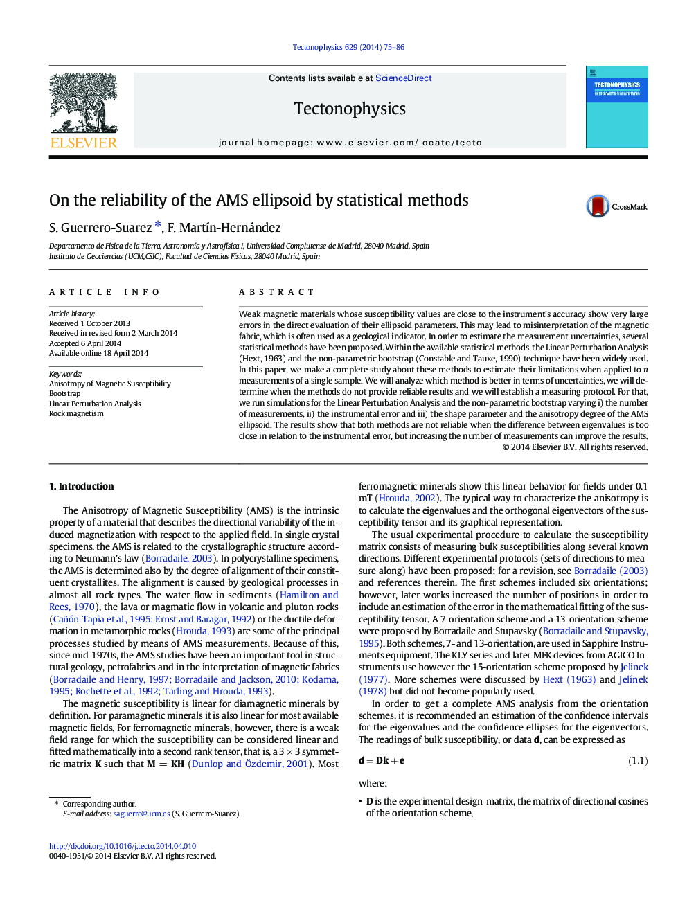 On the reliability of the AMS ellipsoid by statistical methods