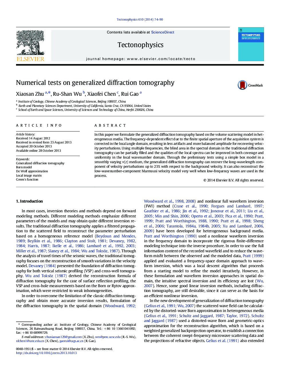 Numerical tests on generalized diffraction tomography