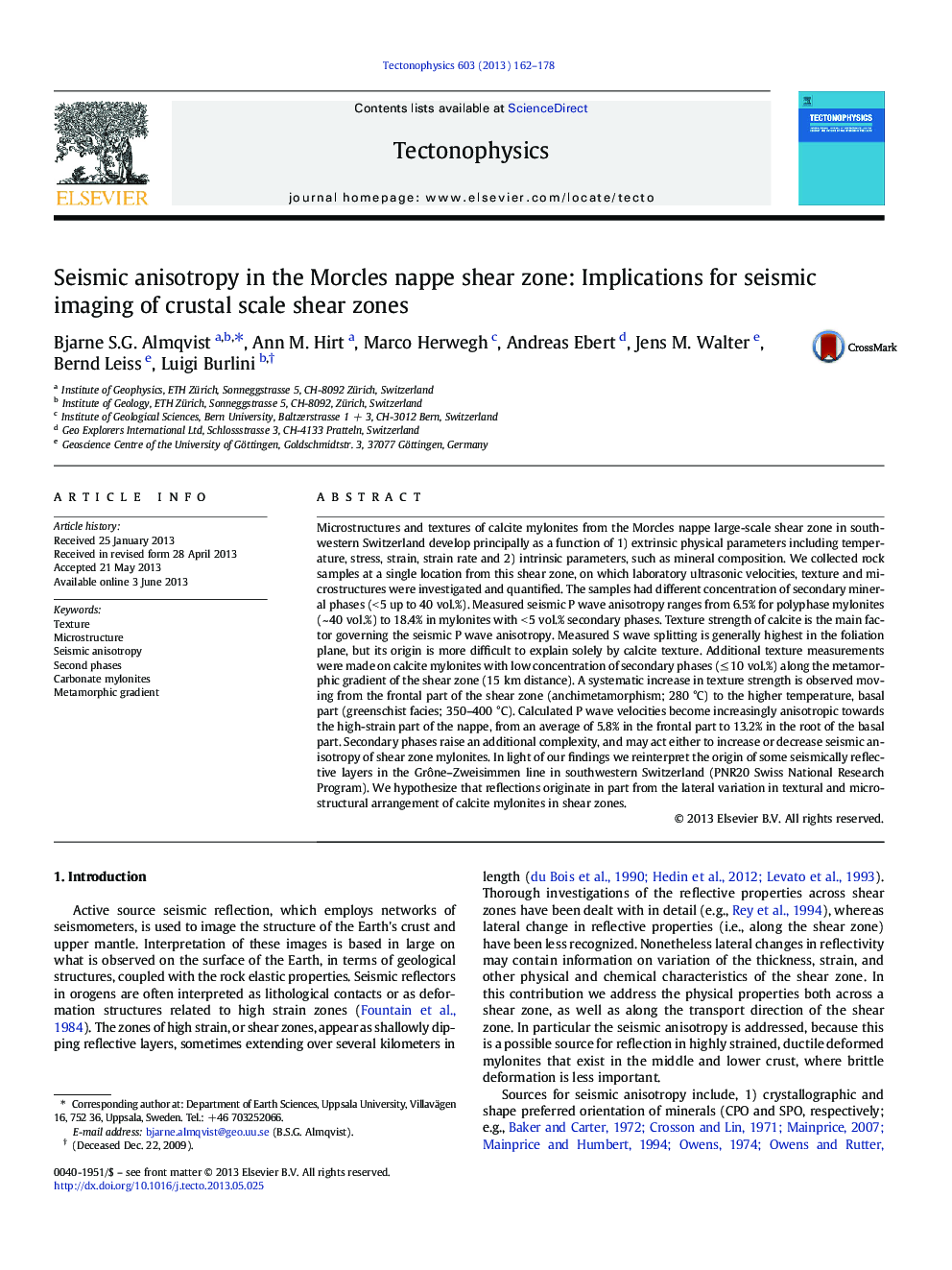 Seismic anisotropy in the Morcles nappe shear zone: Implications for seismic imaging of crustal scale shear zones