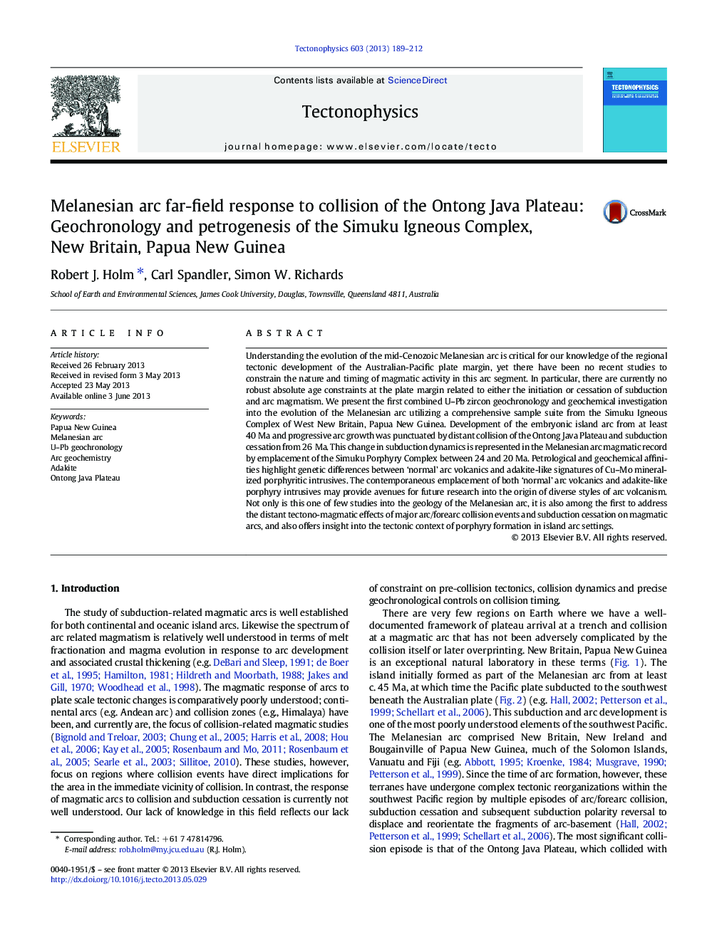 Melanesian arc far-field response to collision of the Ontong Java Plateau: Geochronology and petrogenesis of the Simuku Igneous Complex, New Britain, Papua New Guinea