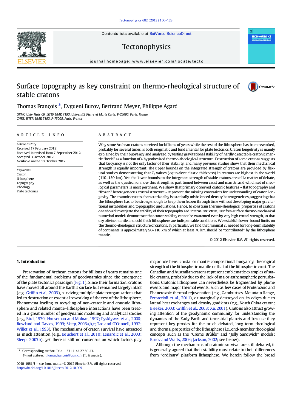 Surface topography as key constraint on thermo-rheological structure of stable cratons