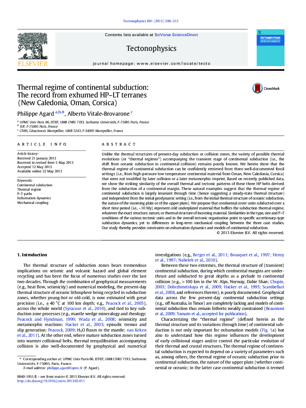 Thermal regime of continental subduction: The record from exhumed HP–LT terranes (New Caledonia, Oman, Corsica)