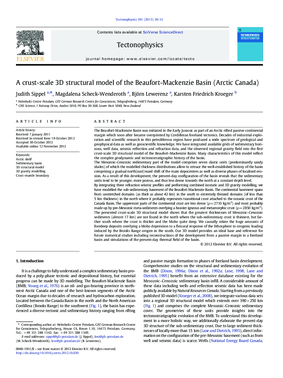 A crust-scale 3D structural model of the Beaufort-Mackenzie Basin (Arctic Canada)