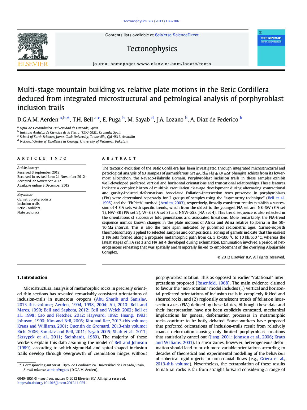 Multi-stage mountain building vs. relative plate motions in the Betic Cordillera deduced from integrated microstructural and petrological analysis of porphyroblast inclusion trails