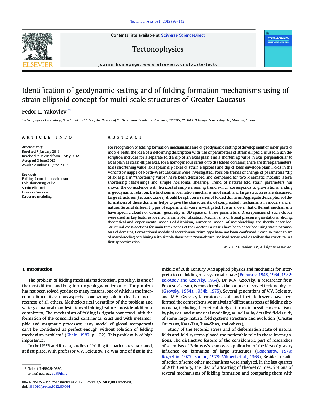 Identification of geodynamic setting and of folding formation mechanisms using of strain ellipsoid concept for multi-scale structures of Greater Caucasus