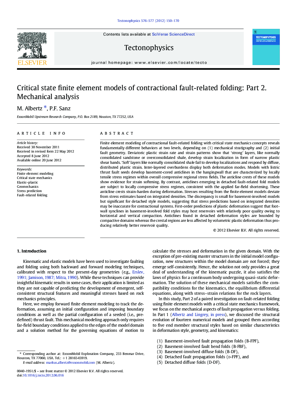 Critical state finite element models of contractional fault-related folding: Part 2. Mechanical analysis