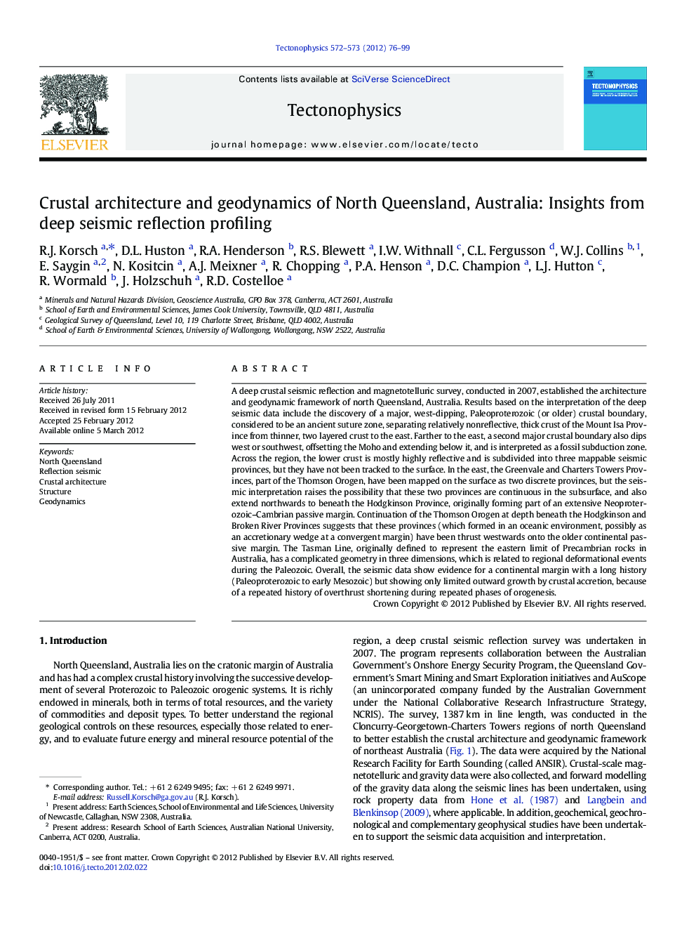 Crustal architecture and geodynamics of North Queensland, Australia: Insights from deep seismic reflection profiling