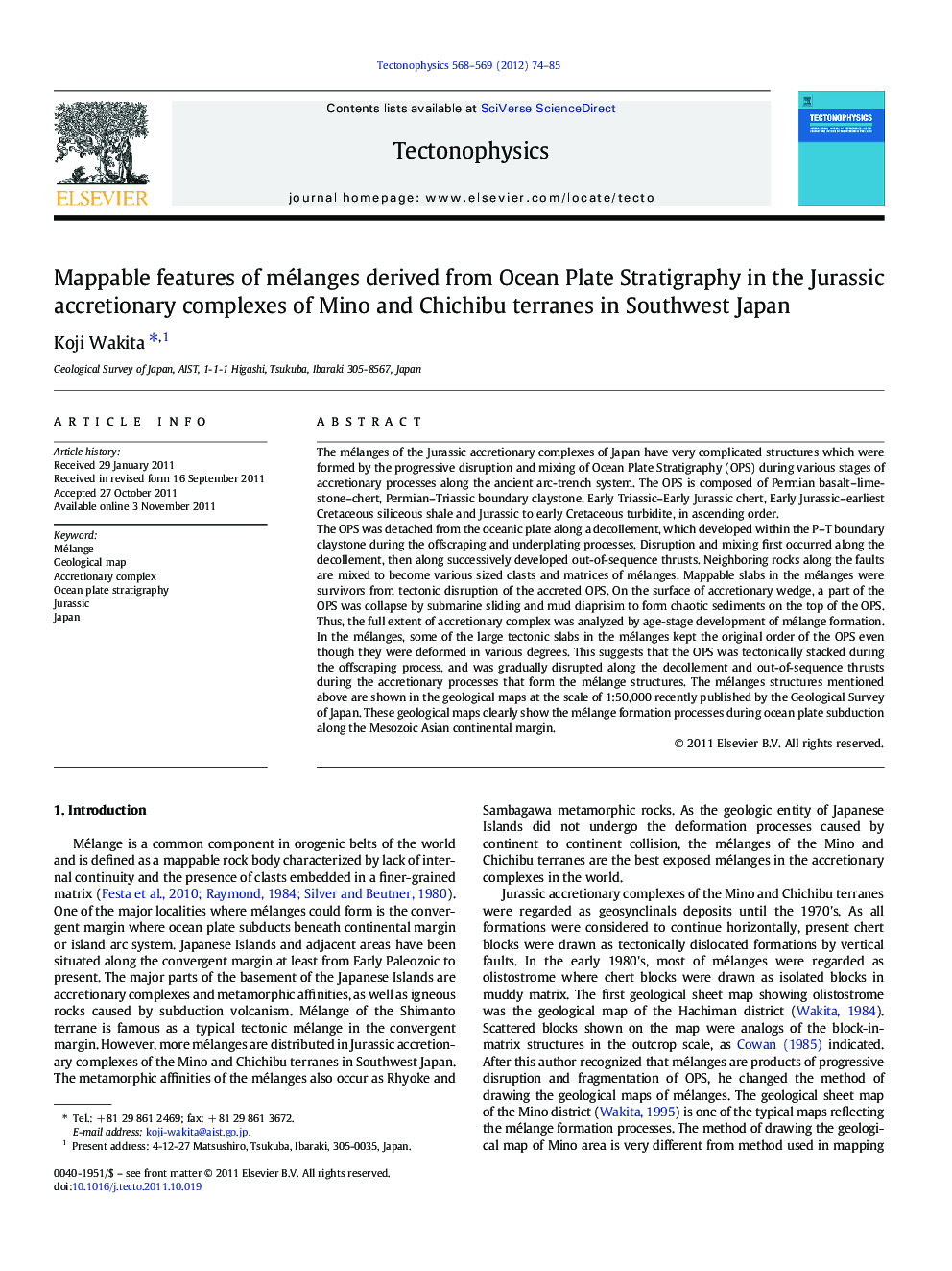 Mappable features of mélanges derived from Ocean Plate Stratigraphy in the Jurassic accretionary complexes of Mino and Chichibu terranes in Southwest Japan