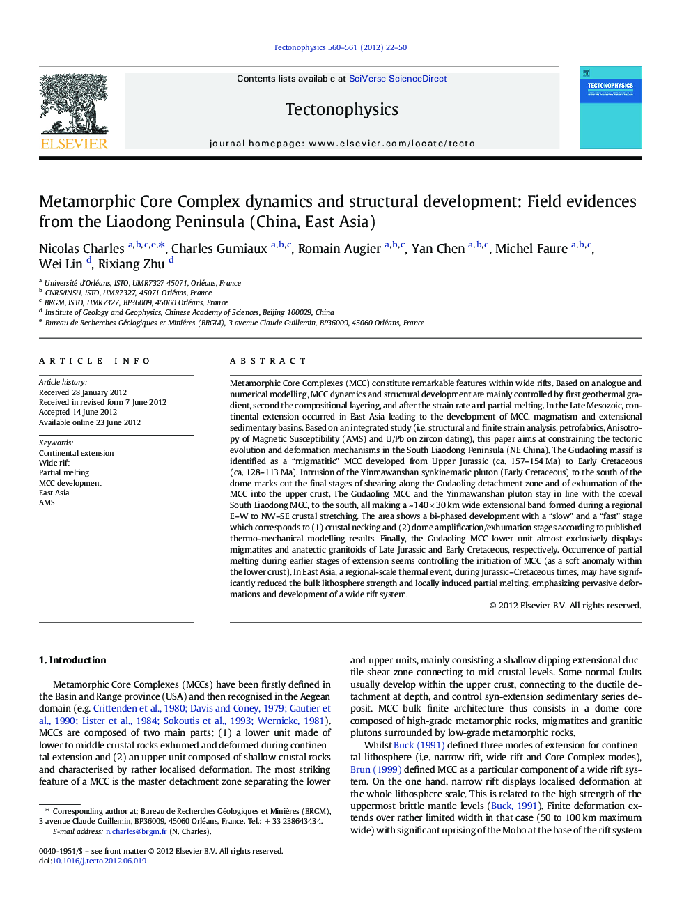 Metamorphic Core Complex dynamics and structural development: Field evidences from the Liaodong Peninsula (China, East Asia)