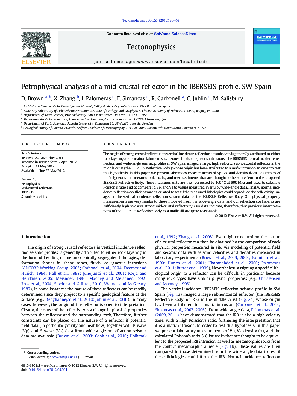 Petrophysical analysis of a mid-crustal reflector in the IBERSEIS profile, SW Spain