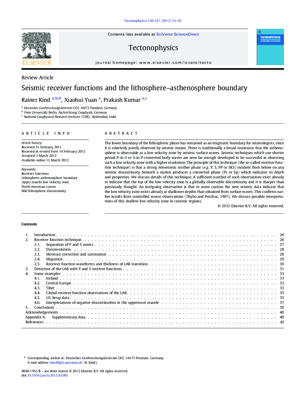 Seismic receiver functions and the lithosphere–asthenosphere boundary