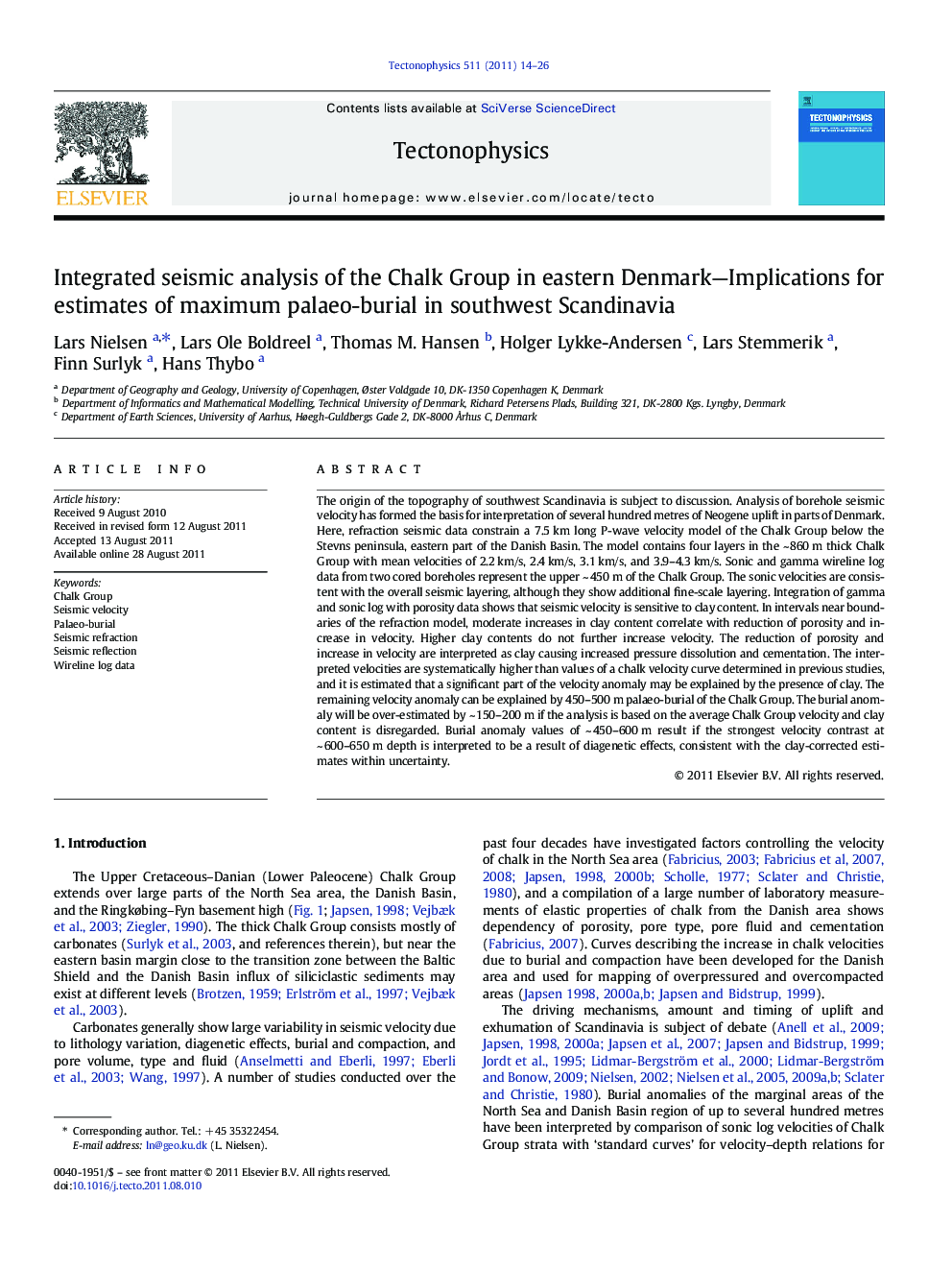 Integrated seismic analysis of the Chalk Group in eastern Denmark—Implications for estimates of maximum palaeo-burial in southwest Scandinavia