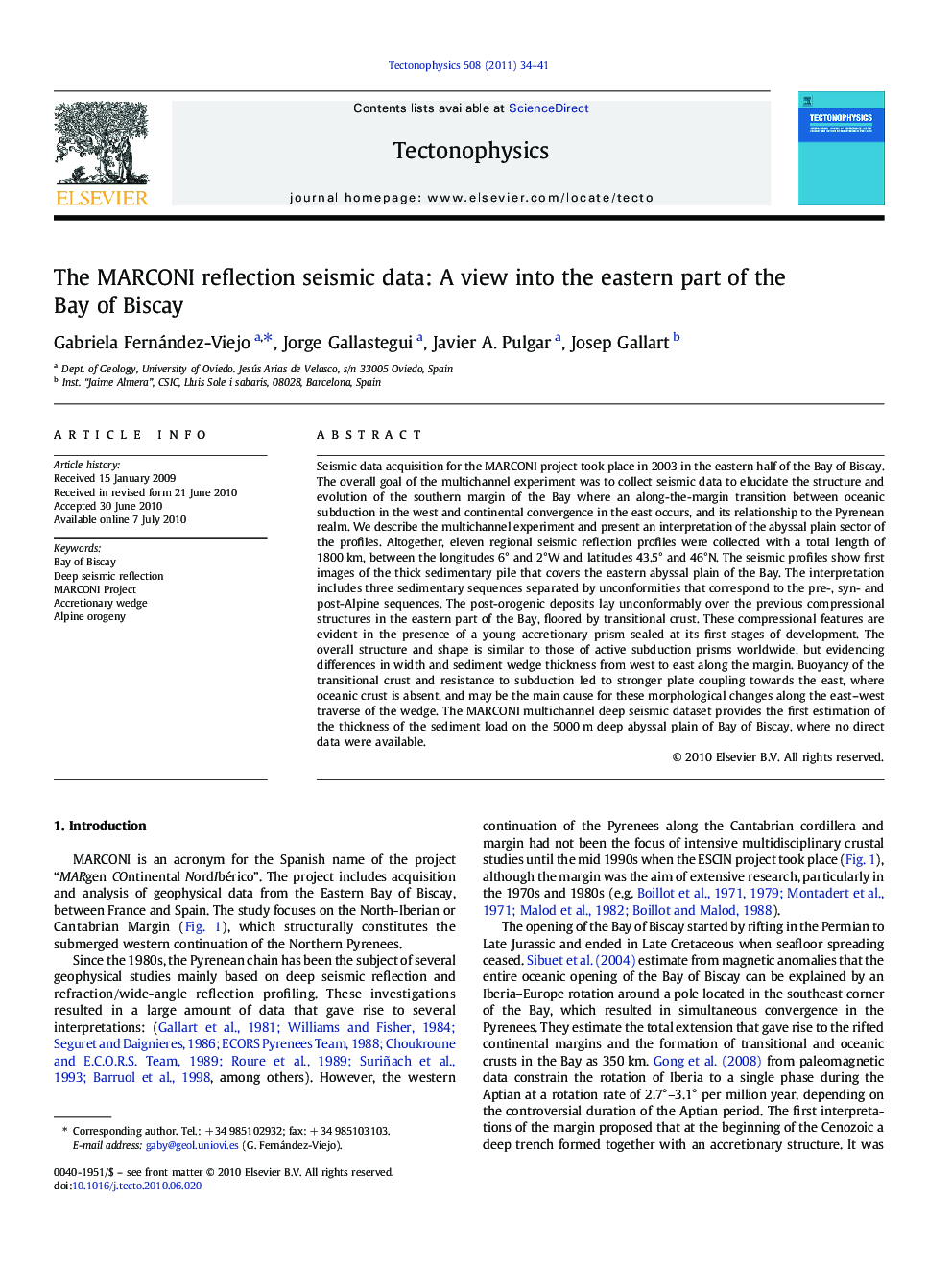 The MARCONI reflection seismic data: A view into the eastern part of the Bay of Biscay