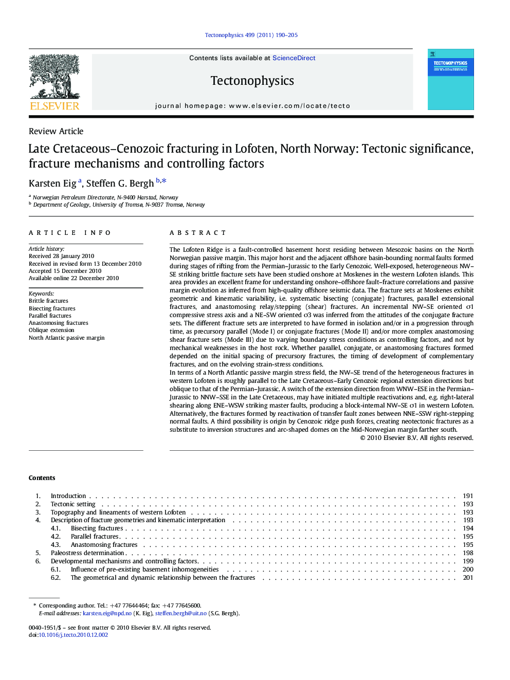 Late Cretaceous–Cenozoic fracturing in Lofoten, North Norway: Tectonic significance, fracture mechanisms and controlling factors