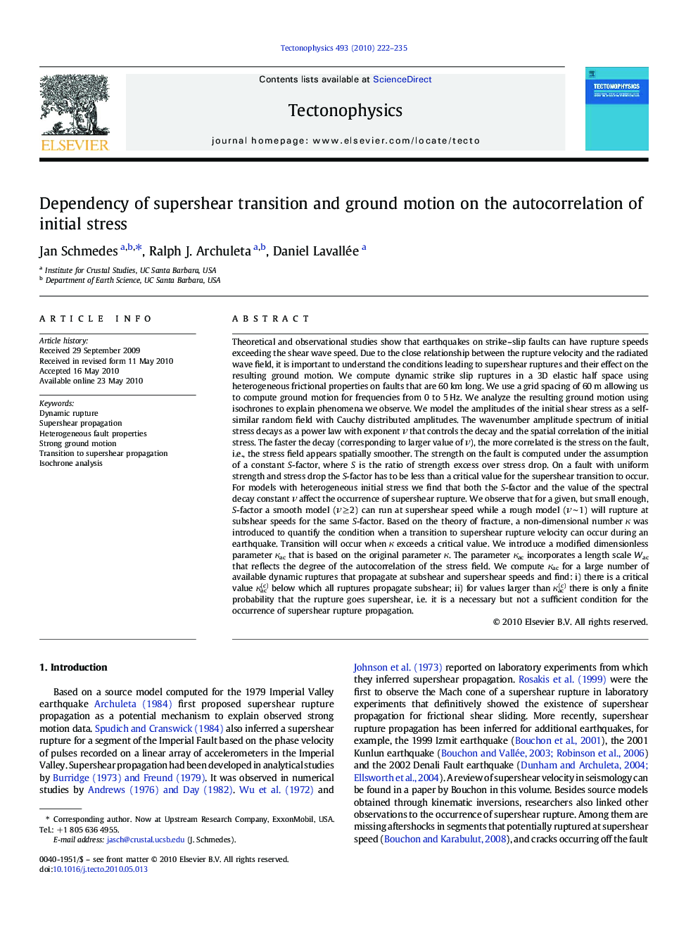 Dependency of supershear transition and ground motion on the autocorrelation of initial stress