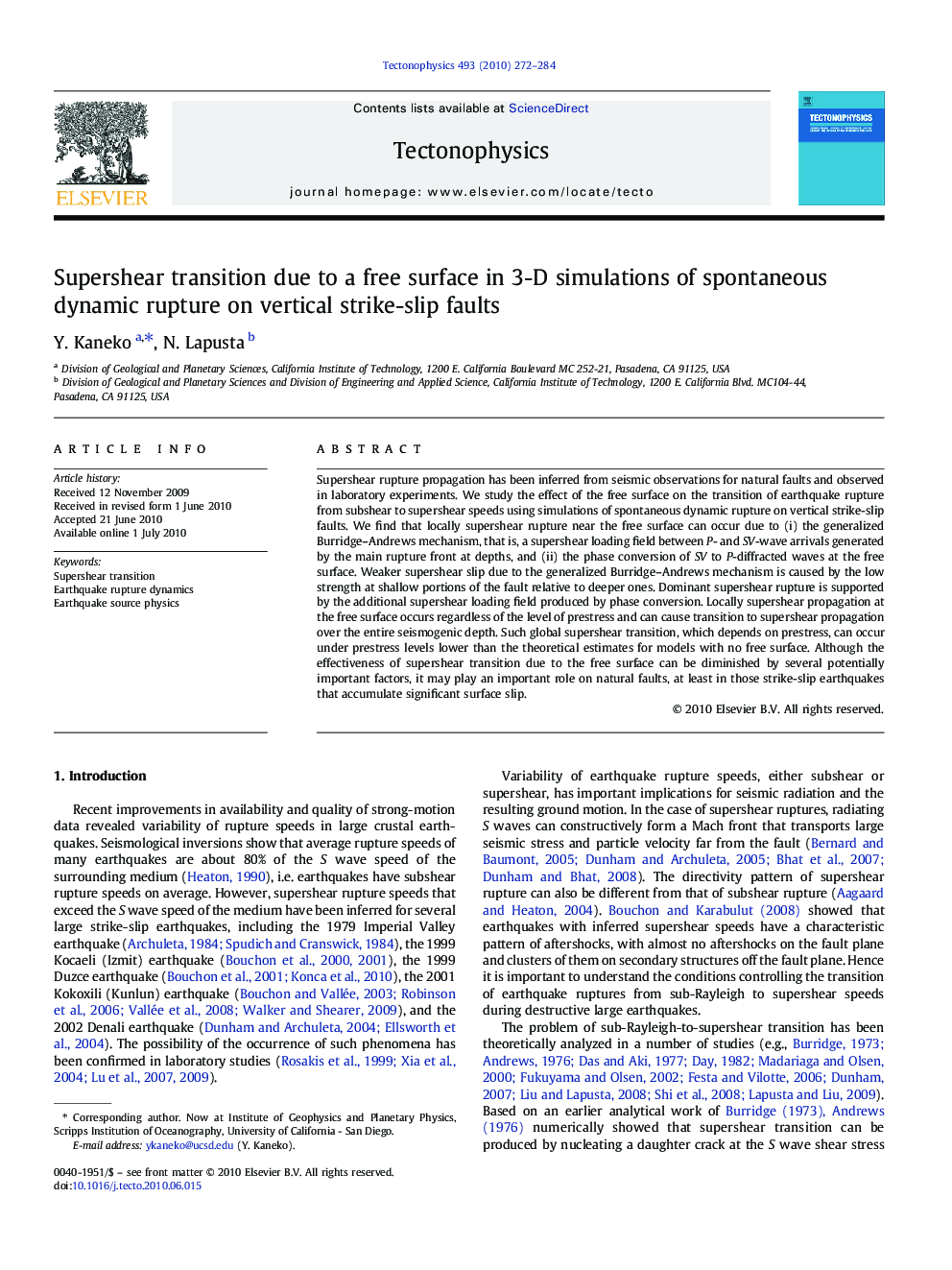 Supershear transition due to a free surface in 3-D simulations of spontaneous dynamic rupture on vertical strike-slip faults