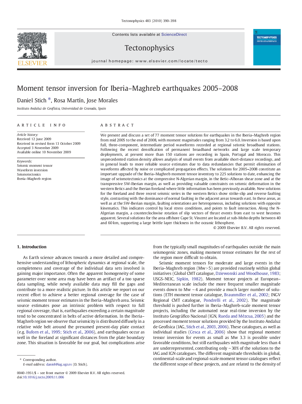 Moment tensor inversion for Iberia–Maghreb earthquakes 2005–2008