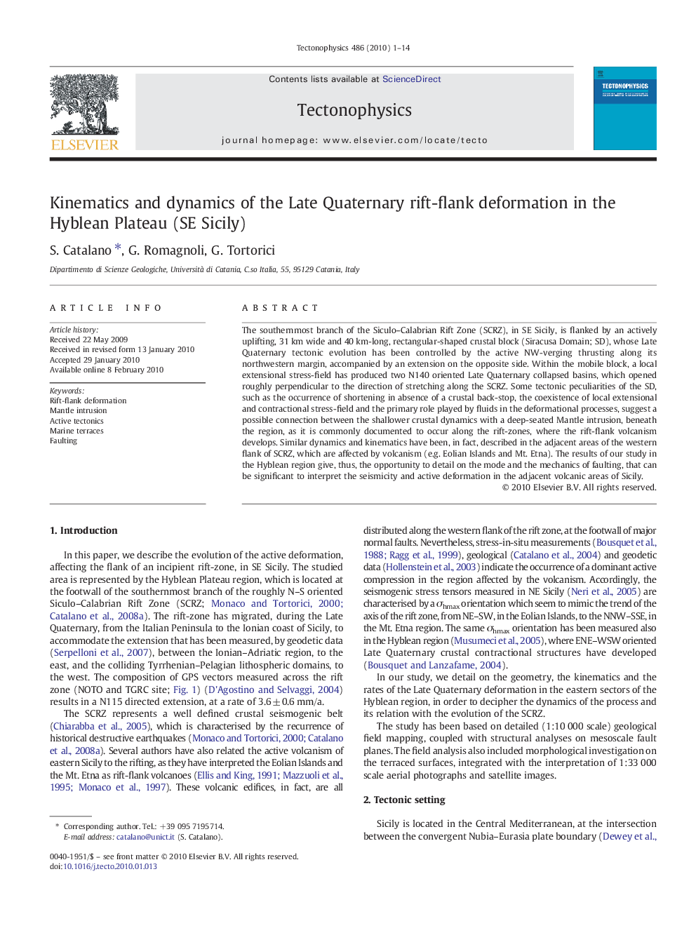 Kinematics and dynamics of the Late Quaternary rift-flank deformation in the Hyblean Plateau (SE Sicily)