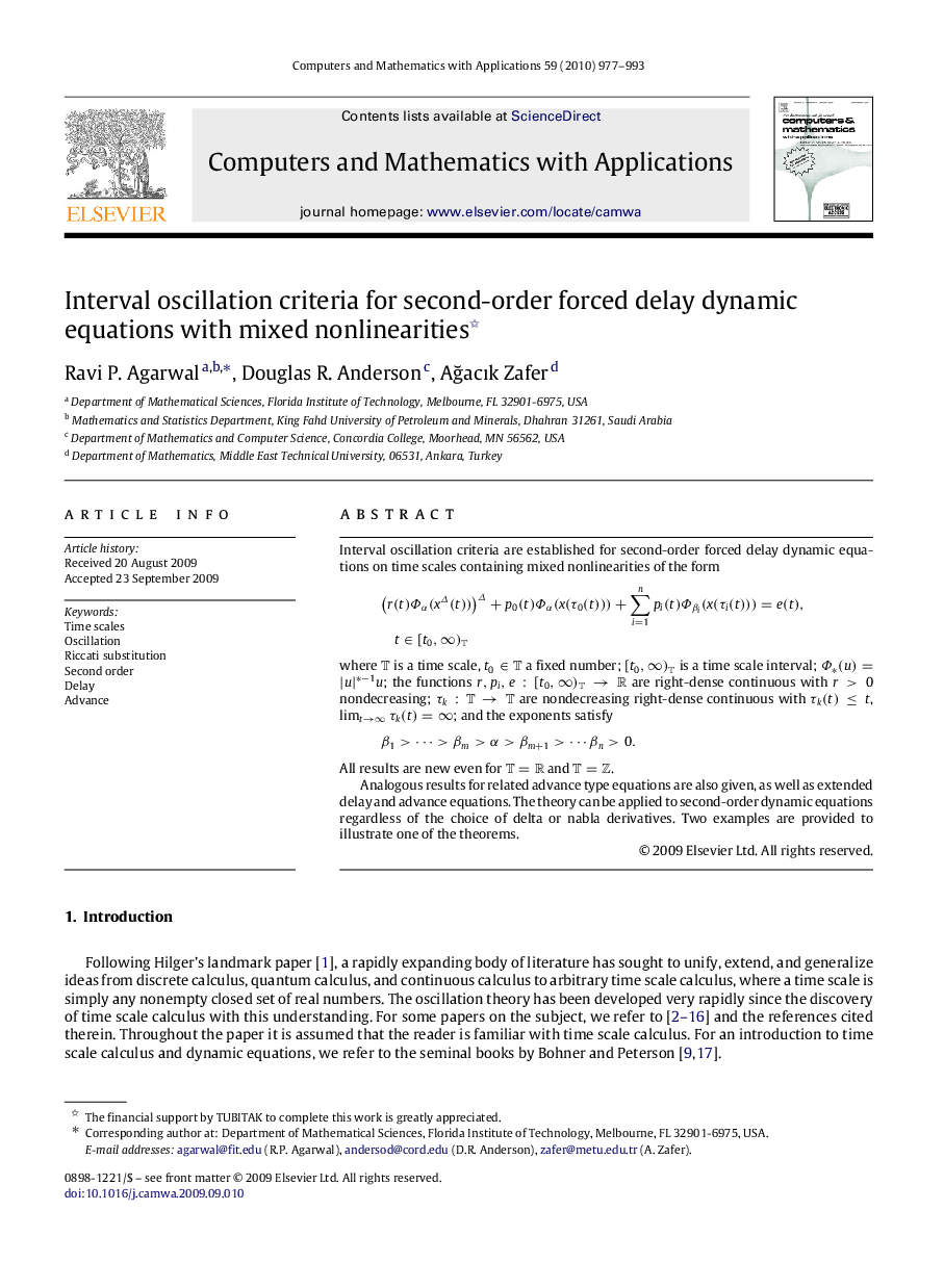 Interval oscillation criteria for second-order forced delay dynamic equations with mixed nonlinearities 