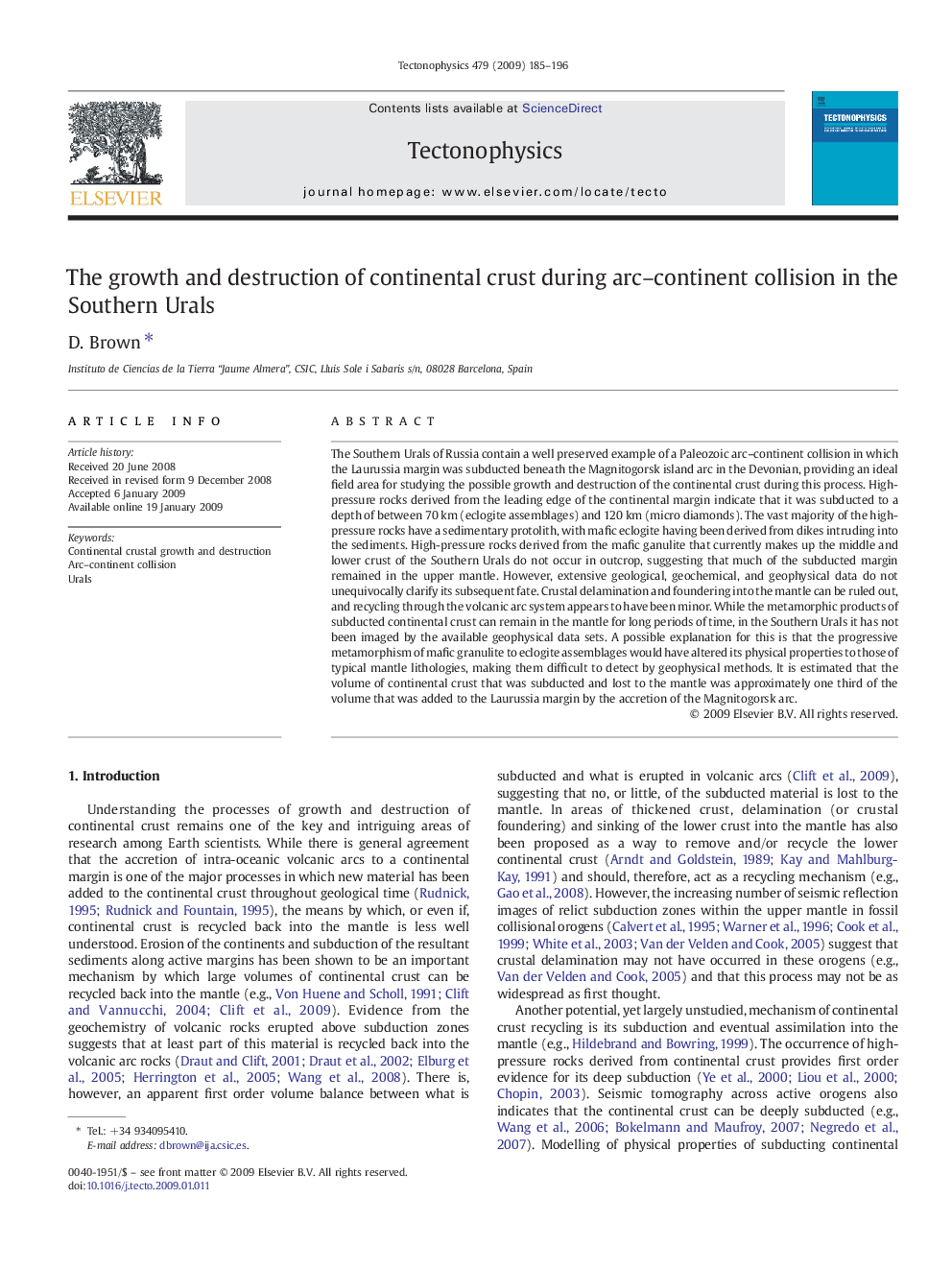 The growth and destruction of continental crust during arc–continent collision in the Southern Urals