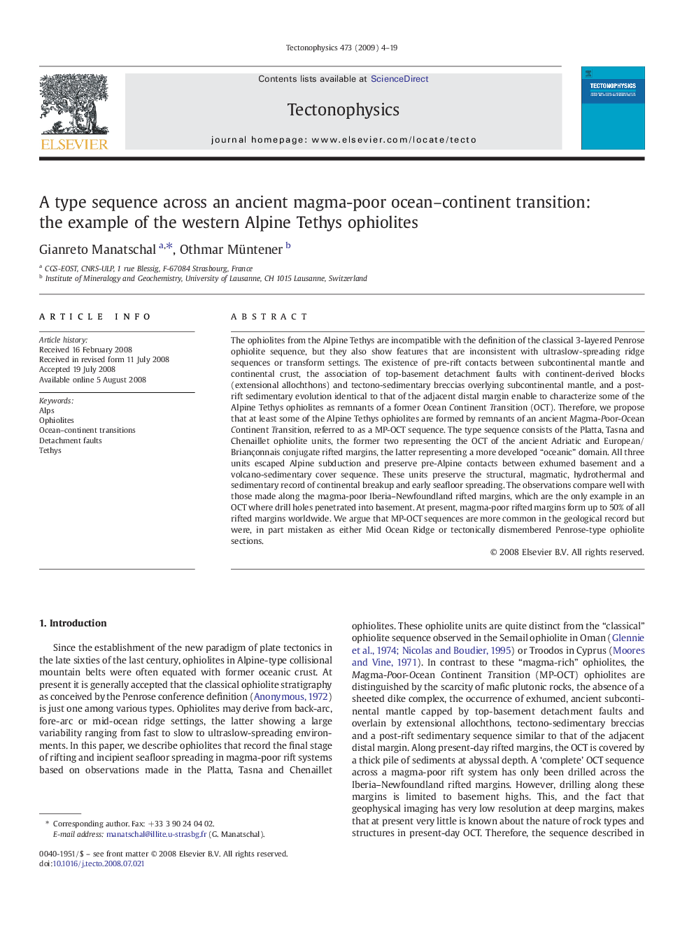 A type sequence across an ancient magma-poor ocean–continent transition: the example of the western Alpine Tethys ophiolites