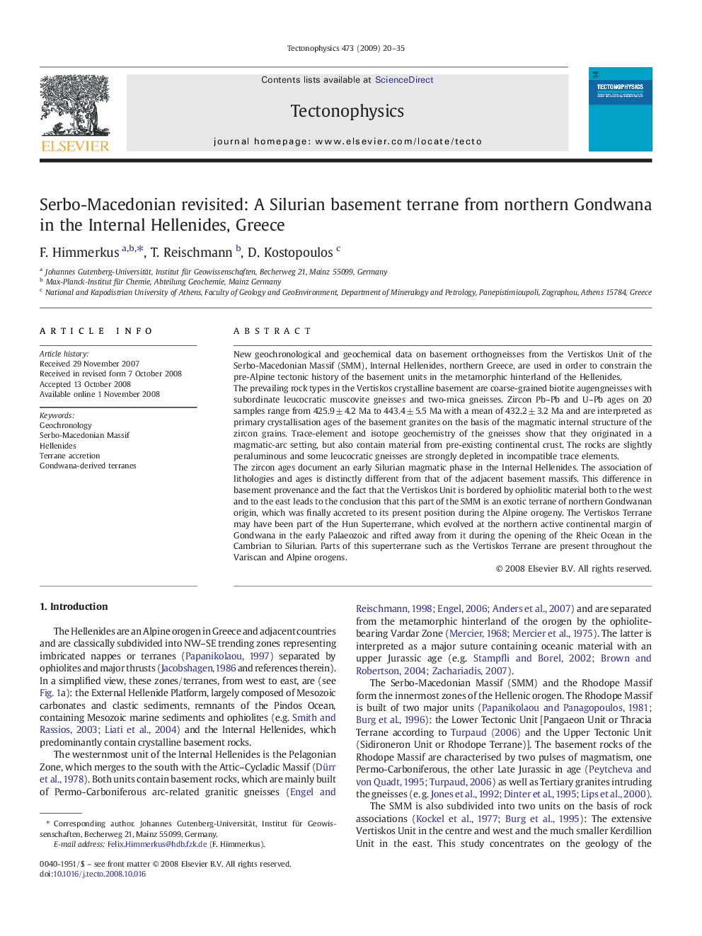 Serbo-Macedonian revisited: A Silurian basement terrane from northern Gondwana in the Internal Hellenides, Greece