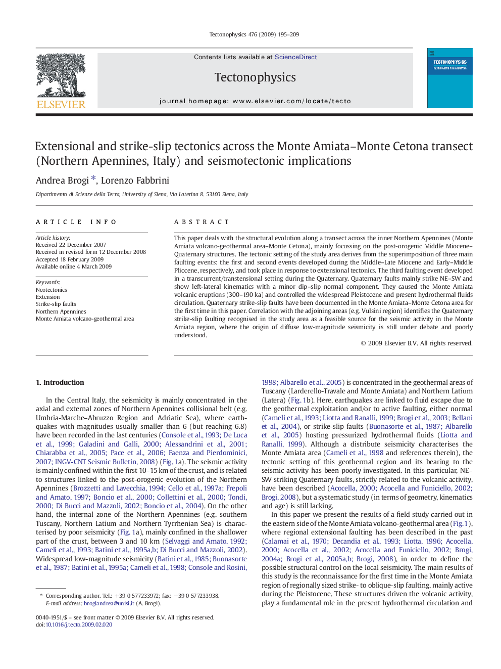 Extensional and strike-slip tectonics across the Monte Amiata–Monte Cetona transect (Northern Apennines, Italy) and seismotectonic implications