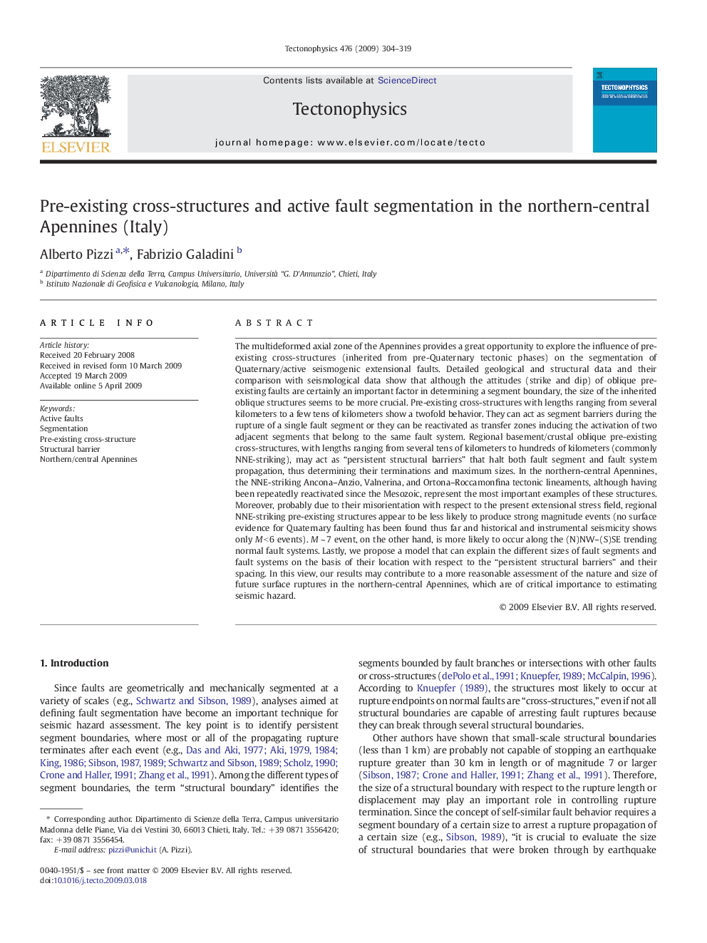 Pre-existing cross-structures and active fault segmentation in the northern-central Apennines (Italy)