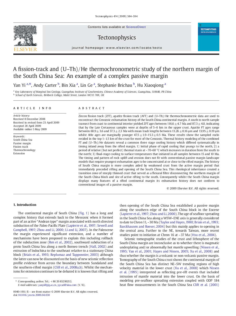 A fission-track and (U–Th)/He thermochronometric study of the northern margin of the South China Sea: An example of a complex passive margin