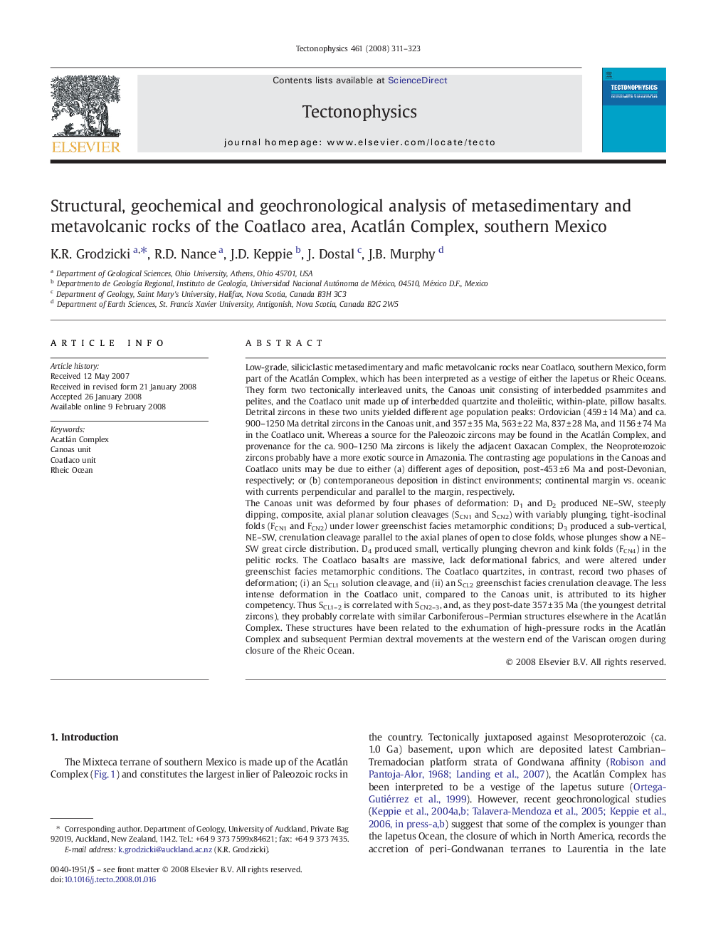 Structural, geochemical and geochronological analysis of metasedimentary and metavolcanic rocks of the Coatlaco area, Acatlán Complex, southern Mexico