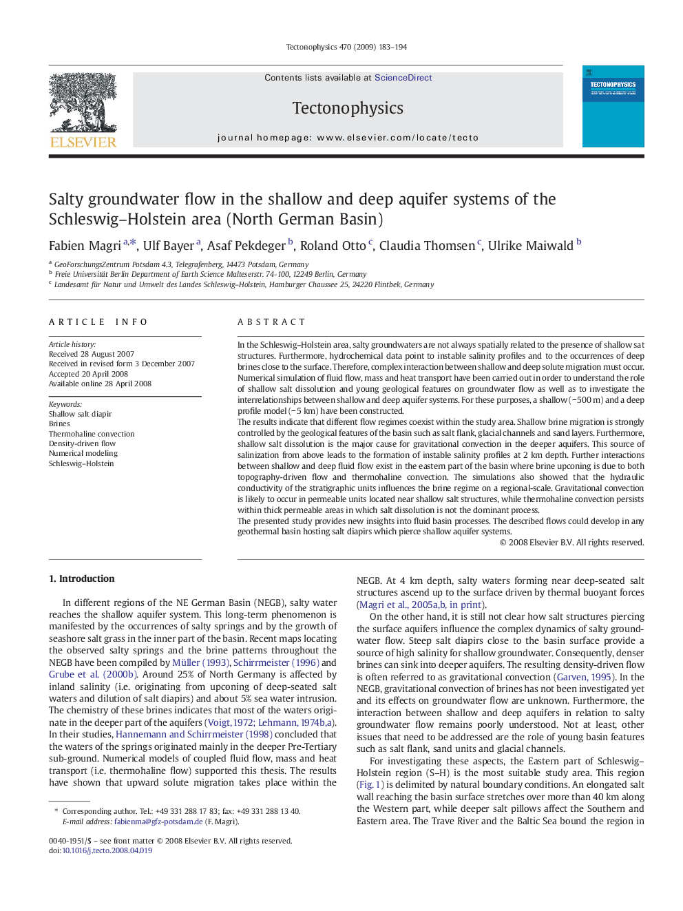 Salty groundwater flow in the shallow and deep aquifer systems of the Schleswig–Holstein area (North German Basin)