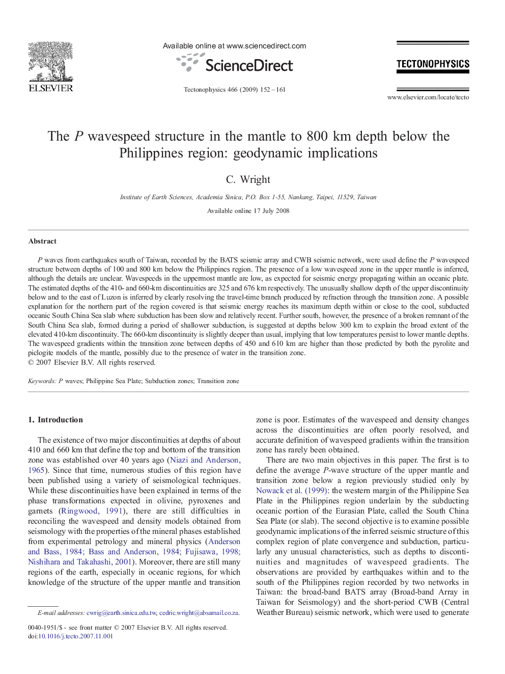 The P wavespeed structure in the mantle to 800Â km depth below the Philippines region: geodynamic implications