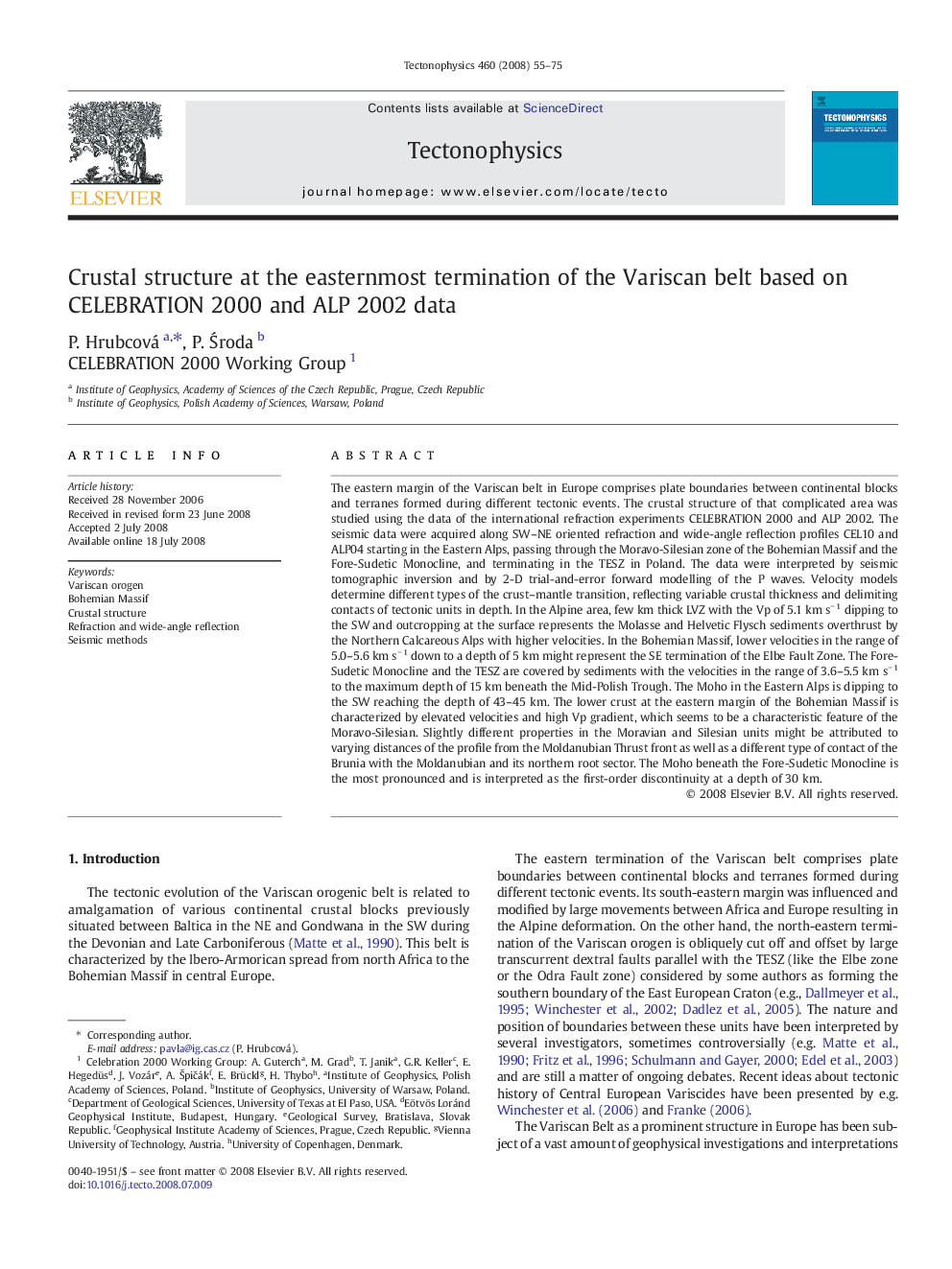 Crustal structure at the easternmost termination of the Variscan belt based on CELEBRATION 2000 and ALP 2002 data